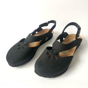 Comfortfusse Megan Black Nubuck Leather Clog Sandals Size 42 EU (NWOB)